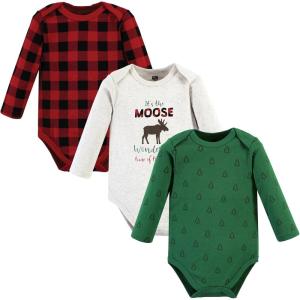 image:imageLuvable Friends Hudson Baby Bodysuits 3pkFestive Moose Green