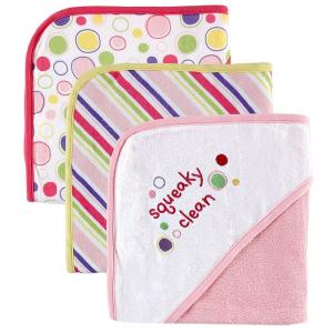 image:imageLuvable Friends 3Pack Embroidered Sayings Hooded Towels  Pink