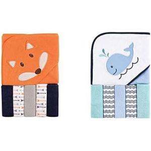 image:imageLuvable Friends Boy Hooded Towel with Five Washcloths 2Pack Dog FoxBoy Fox Whale