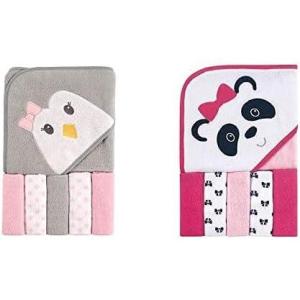 image:imageLuvable Friends Girl Hooded Towel with Five Washcloths 2Pack Penguin Tropical OctopusPenguin Panda