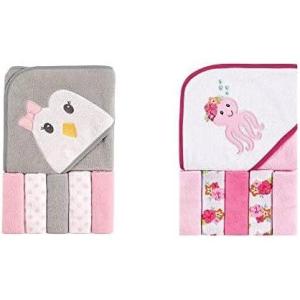image:imageLuvable Friends Girl Hooded Towel with Five Washcloths 2Pack Penguin Tropical OctopusPenguin Tropical Octopus