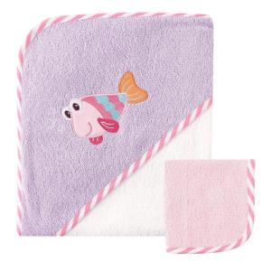 image:imageLuvable Friends Unisex Baby Cotton Hooded Towel and Washcloth Fish One SizeFish