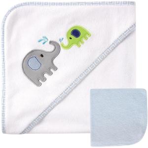 image:imageLuvable Friends Unisex Baby Hooded Towel and Washcloth Blue Whale One SizeBlue Elephant