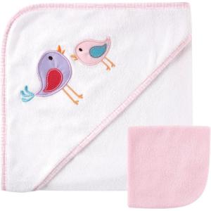 image:imageLuvable Friends Unisex Baby Hooded Towel and Washcloth Blue Whale One SizePink Bird