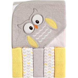 image:imageLuvable Friends Unisex Baby Hooded Towel with Five Washcloths Girly Whale One SizeOwl