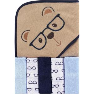 image:imageLuvable Friends Unisex Baby Hooded Towel with Five Washcloths Girly Whale One SizeSmart Bear
