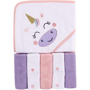 image:imageLuvable Friends Unisex Baby Hooded Towel with Five Washcloths Girly Whale One SizeUnicorn