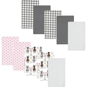 image:imageLuvable Friends Hudson Baby Flannel Burp Cloths 10pk Cuddle BearsBarn Pals Pink