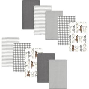 image:imageLuvable Friends Hudson Baby Flannel Burp Cloths 10pk Cuddle BearsFarm Friends Pastel