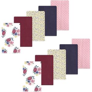 image:imageLuvable Friends Hudson Baby Flannel Burp Cloths 10pk Cuddle BearsRose Navy Bloom