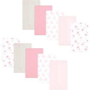 image:imageLuvable Friends Hudson Baby Flannel Burp Cloths 10pk Cuddle BearsSweet Honeycomb Pink