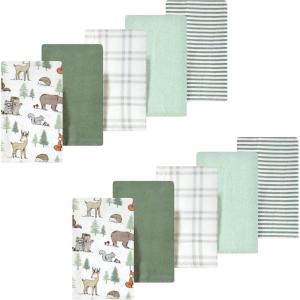 image:imageLuvable Friends Hudson Baby Flannel Burp Cloths 10pk Cuddle BearsWoodland Forest Animals