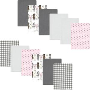 image:imageLuvable Friends Hudson Baby Flannel Burp Cloths 12pk Jungle SafariBarn Pals Pink