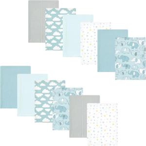 image:imageLuvable Friends Hudson Baby Flannel Burp Cloths 12pk Jungle SafariBlue Elephant Journey