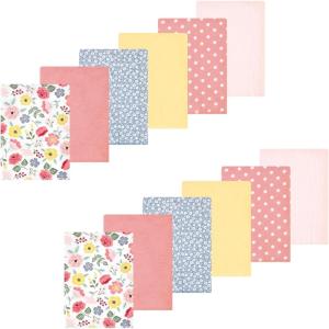 image:imageLuvable Friends Hudson Baby Flannel Burp Cloths 12pk Jungle SafariBlush Floral