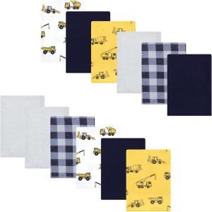 image:imageLuvable Friends Hudson Baby Flannel Burp Cloths 12pk Jungle SafariBulldozer