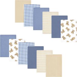 image:imageLuvable Friends Hudson Baby Flannel Burp Cloths 12pk Jungle SafariDapper Bear