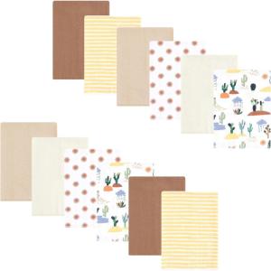 image:imageLuvable Friends Hudson Baby Flannel Burp Cloths 12pk Jungle SafariDesert Trail