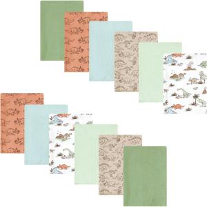 image:imageLuvable Friends Hudson Baby Flannel Burp Cloths 12pk Jungle SafariDino Exploration
