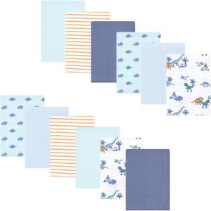 image:imageLuvable Friends Hudson Baby Flannel Burp Cloths 12pk Jungle SafariDino Garden