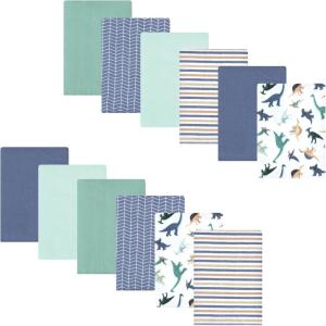 image:imageLuvable Friends Hudson Baby Flannel Burp Cloths 12pk Jungle SafariDino Pals