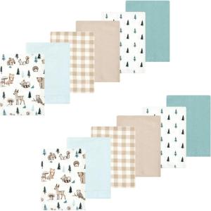 image:imageLuvable Friends Hudson Baby Flannel Burp Cloths 12pk Jungle SafariForest Critters