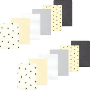 image:imageLuvable Friends Hudson Baby Flannel Burp Cloths 12pk Jungle SafariGolden Bees