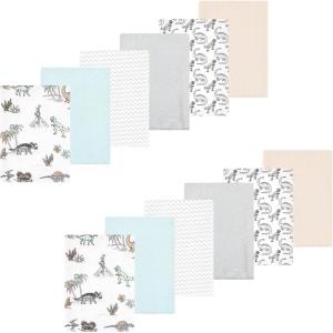image:imageLuvable Friends Hudson Baby Flannel Burp Cloths 12pk Jungle SafariGray Dinosaur Journey