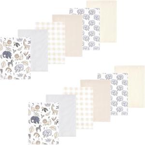 image:imageLuvable Friends Hudson Baby Flannel Burp Cloths 12pk Jungle SafariGray Neutral Safari