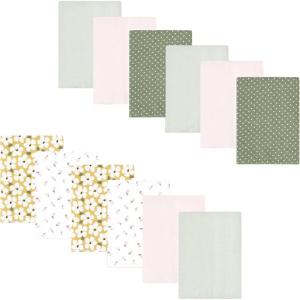 image:imageLuvable Friends Hudson Baby Flannel Burp Cloths 12pk Jungle SafariGreen Garden