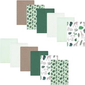 image:imageLuvable Friends Hudson Baby Flannel Burp Cloths 12pk Jungle SafariJungle Green
