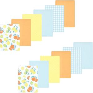 image:imageLuvable Friends Hudson Baby Flannel Burp Cloths 12pk Jungle SafariPastel Citrus