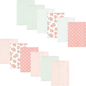 image:imageLuvable Friends Hudson Baby Flannel Burp Cloths 12pk Jungle SafariPeach