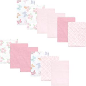 image:imageLuvable Friends Hudson Baby Flannel Burp Cloths 12pk Jungle SafariPink Butterfly Garden