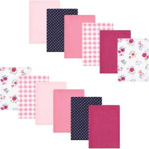image:imageLuvable Friends Hudson Baby Flannel Burp Cloths 12pk Jungle SafariPink Butterfly Meadow