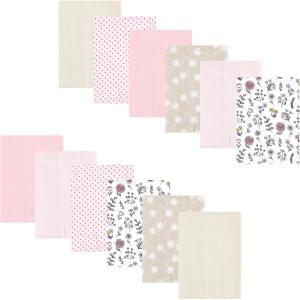 image:imageLuvable Friends Hudson Baby Flannel Burp Cloths 12pk Jungle SafariPink Dandelion