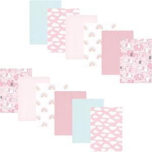 image:imageLuvable Friends Hudson Baby Flannel Burp Cloths 12pk Jungle SafariPink Elephant Parade