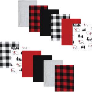 image:imageLuvable Friends Hudson Baby Flannel Burp Cloths 12pk Jungle SafariPlaid Bear
