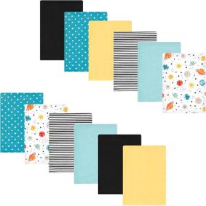 image:imageLuvable Friends Hudson Baby Flannel Burp Cloths 12pk Jungle SafariPlanets