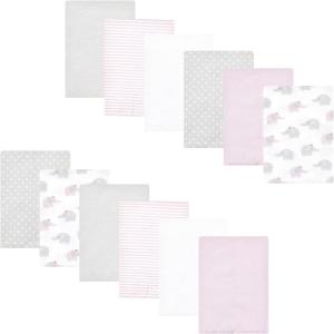 image:imageLuvable Friends Hudson Baby Flannel Burp Cloths 12pk Jungle SafariPurple Elephants