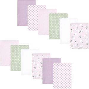 image:imageLuvable Friends Hudson Baby Flannel Burp Cloths 12pk Jungle SafariPurple Floral