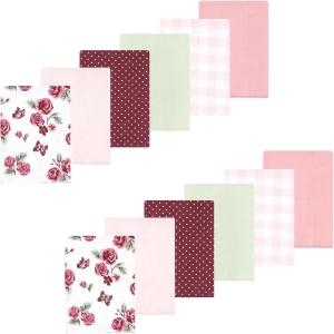 image:imageLuvable Friends Hudson Baby Flannel Burp Cloths 12pk Jungle SafariRose Garden