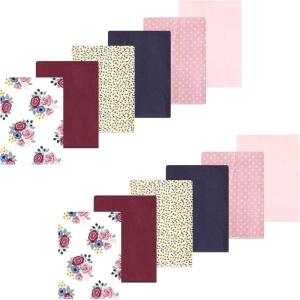 image:imageLuvable Friends Hudson Baby Flannel Burp Cloths 12pk Jungle SafariRose Navy Bloom