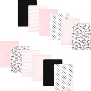image:imageLuvable Friends Hudson Baby Flannel Burp Cloths 12pk Jungle SafariRose Ribbons