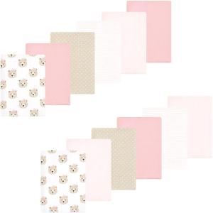 image:imageLuvable Friends Hudson Baby Flannel Burp Cloths 12pk Jungle SafariRosy Taupe Bear