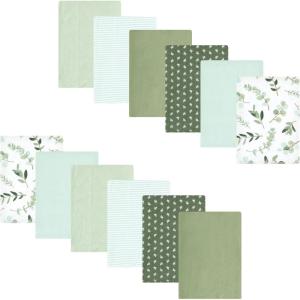 image:imageLuvable Friends Hudson Baby Flannel Burp Cloths 12pk Jungle SafariSage Eucalyptus