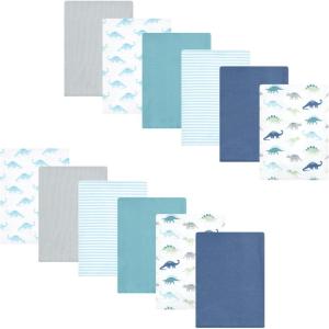 image:imageLuvable Friends Hudson Baby Flannel Burp Cloths 12pk Jungle SafariSoft Dino