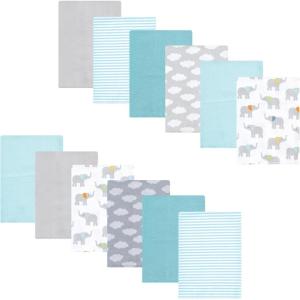 image:imageLuvable Friends Hudson Baby Flannel Burp Cloths 12pk Jungle SafariSoft Elephant