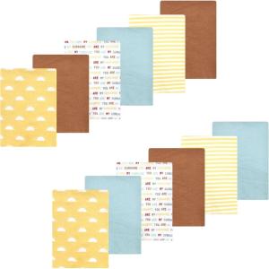 image:imageLuvable Friends Hudson Baby Flannel Burp Cloths 12pk Jungle SafariSunshine