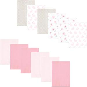 image:imageLuvable Friends Hudson Baby Flannel Burp Cloths 12pk Jungle SafariSweet Honeycomb Pink